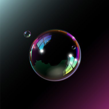 Soap bubbles on black background. Vector illustration. clipart