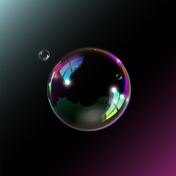 Soap bubbles on black background. Vector illustration.
