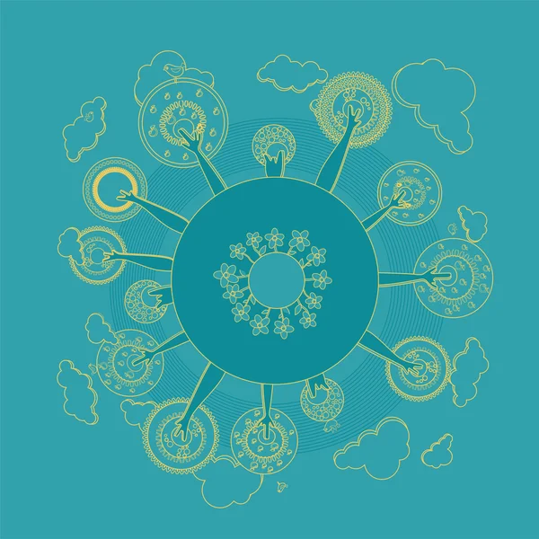 Eko toprakla ağaçlar. vektör çizim.