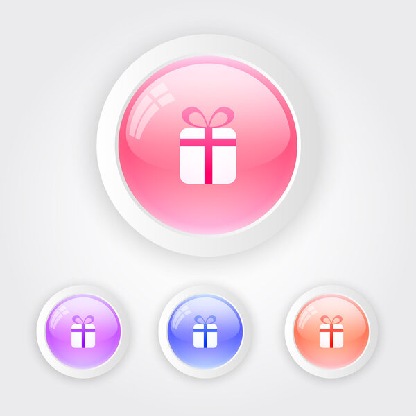 Набор векторных кнопок цвета клавиатуры с знаком коробки подарка
