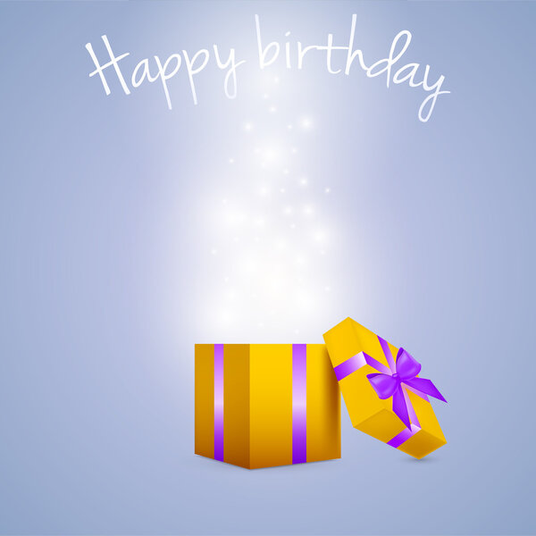 Vector gift box bursting with glitters