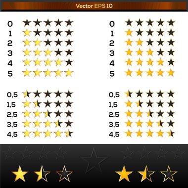 Yellow rating stars vector clipart