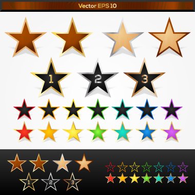 Vector set of colorful stars clipart