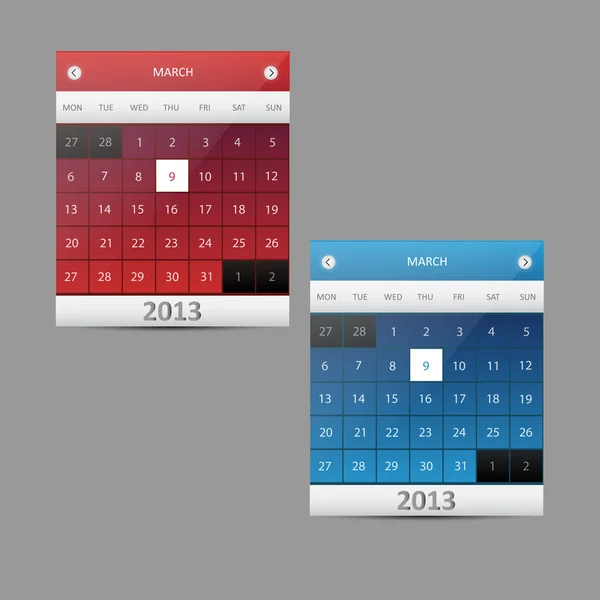 Vektor Kalender Illustration Mars 2013 — Stock vektor