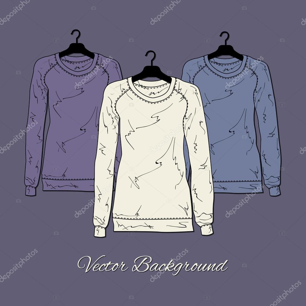 Vector illustration of women's sweaters.