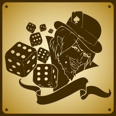 Vector illustration of joker and dices clipart