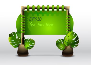Green sign with leaves. Vector illustration clipart