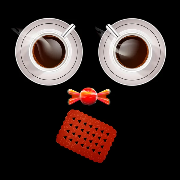 Dos Tazas Café Dulces Ilustración Vectorial — Vector de stock