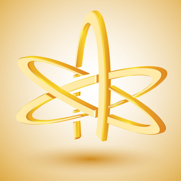Golden symbol of atheism. Vector illustration