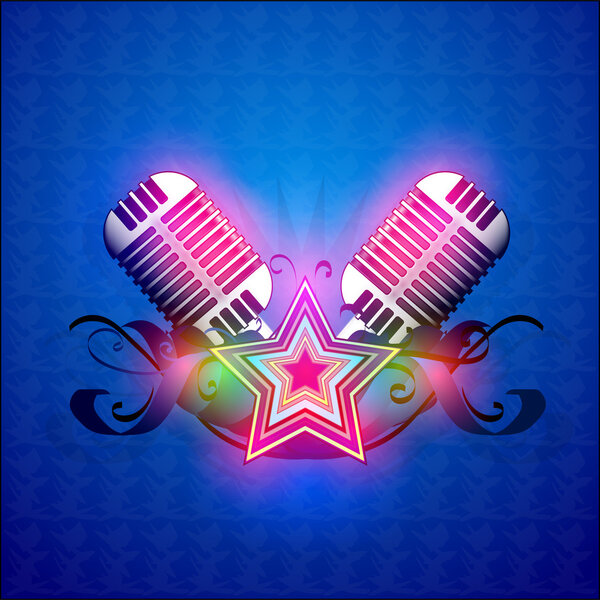 vector illustration with retro microphones