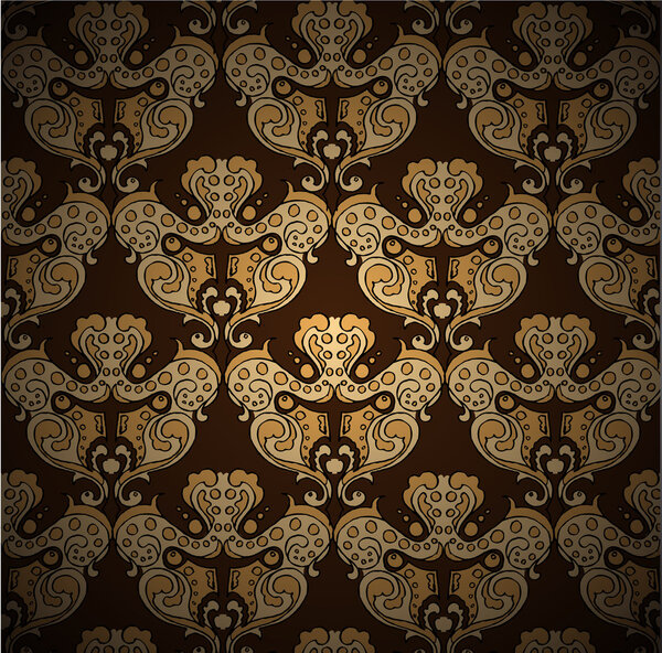 Бесшовный дамасский векторный шаблон
