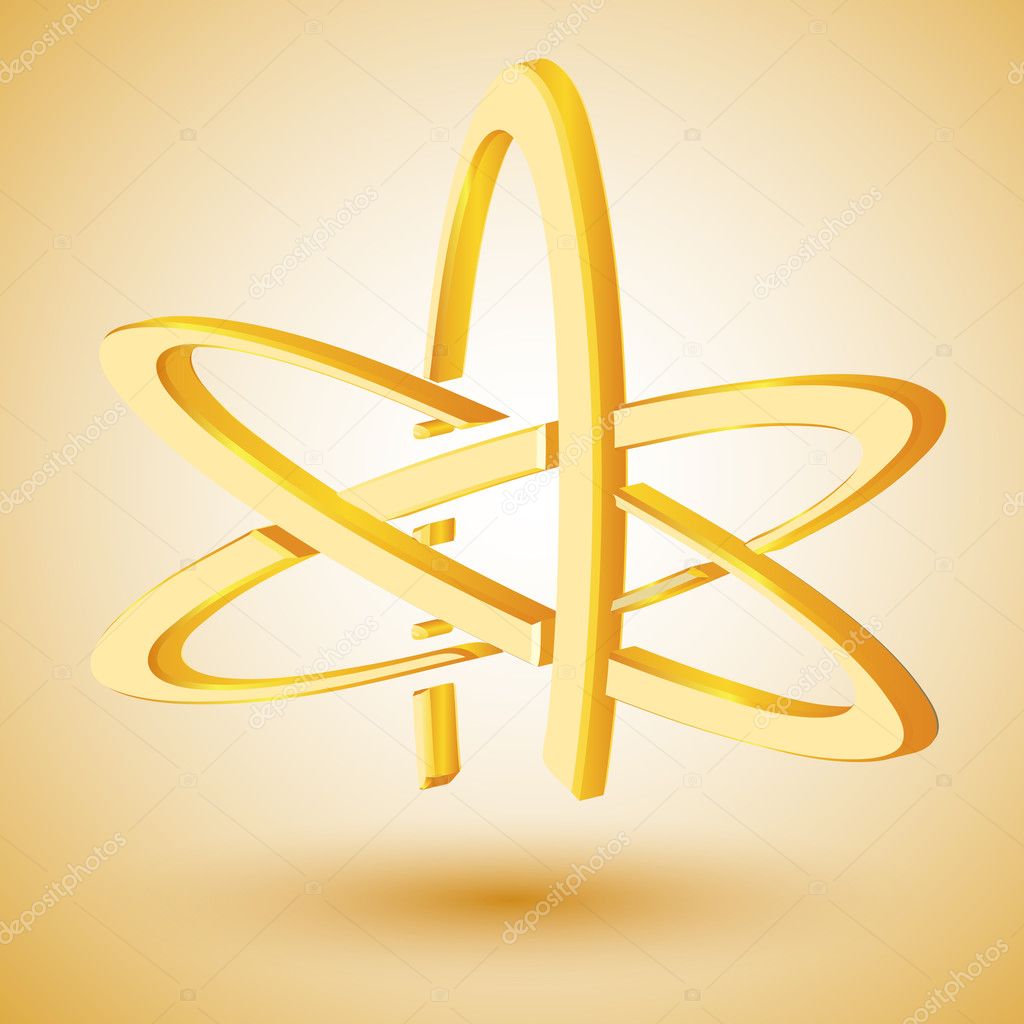 Golden symbol of atheism. Vector illustration