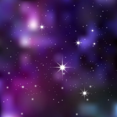 Dark night sky with sparkling stars and planets clipart
