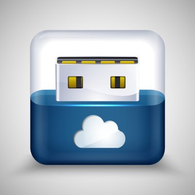 USB flash drive with cloud. Vector illustration. clipart