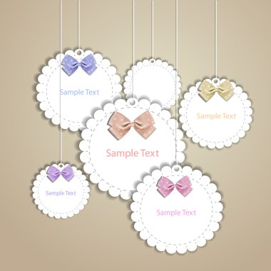 Set of vintage frames with lace and bow clipart