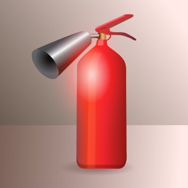 Red metal glossy fire extinguisher - vector illustration clipart