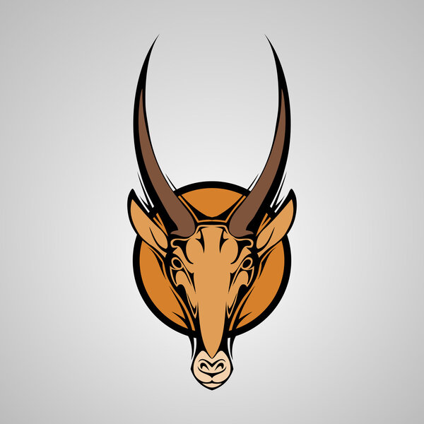 Antilope Graphic Mascot Head with Horns. Vector Illustration
