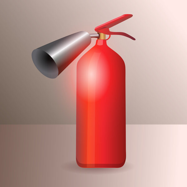 Red metal glossy fire extinguisher - vector illustration