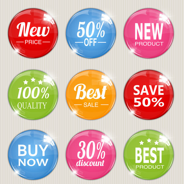 Set of colorful advertising stickers. Vector illustration