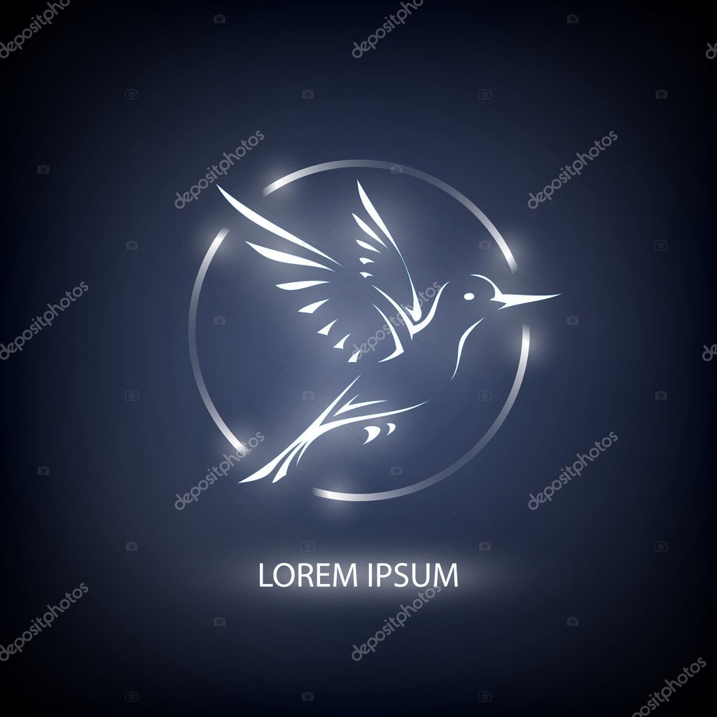 Colibri symbol on blue background for mascot or emblem design