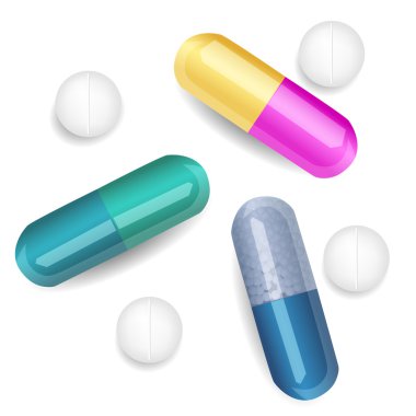 Set of different pills and capsules clipart