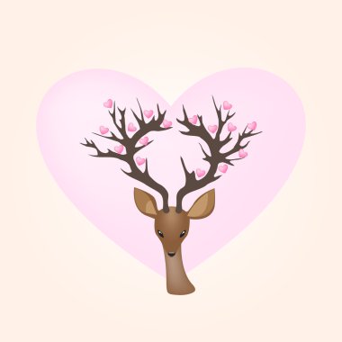 Vector Deer and Hearts clipart