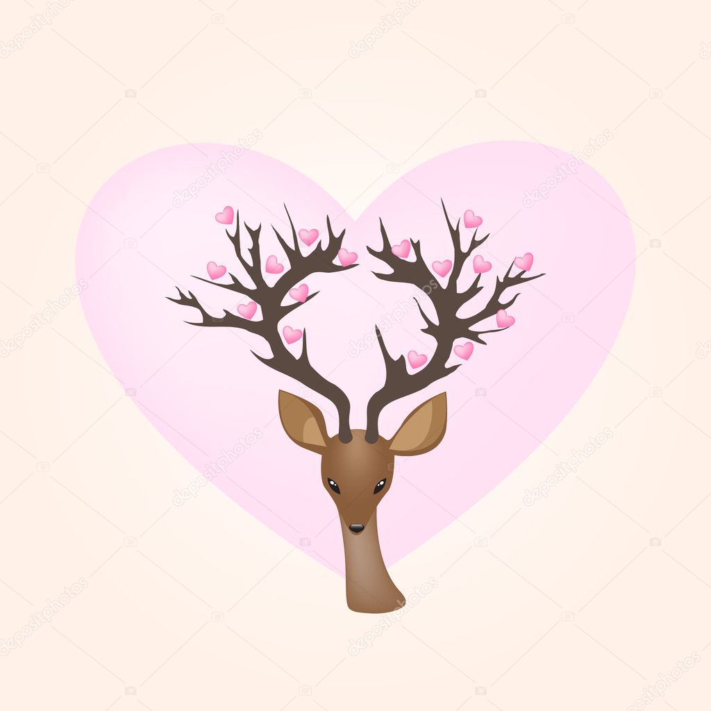 Vector Deer and Hearts