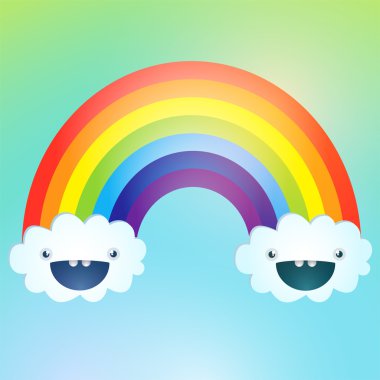 Vector symbol of rainbow and clouds in the sky clipart