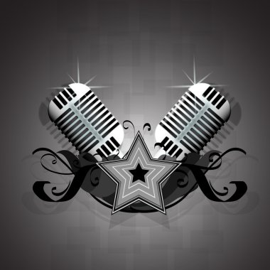 vector illustration with retro microphones clipart