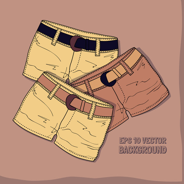 Vector background with different shorts.