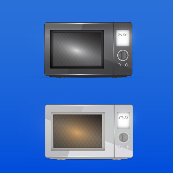 Black and white microwaves - vector illustration
