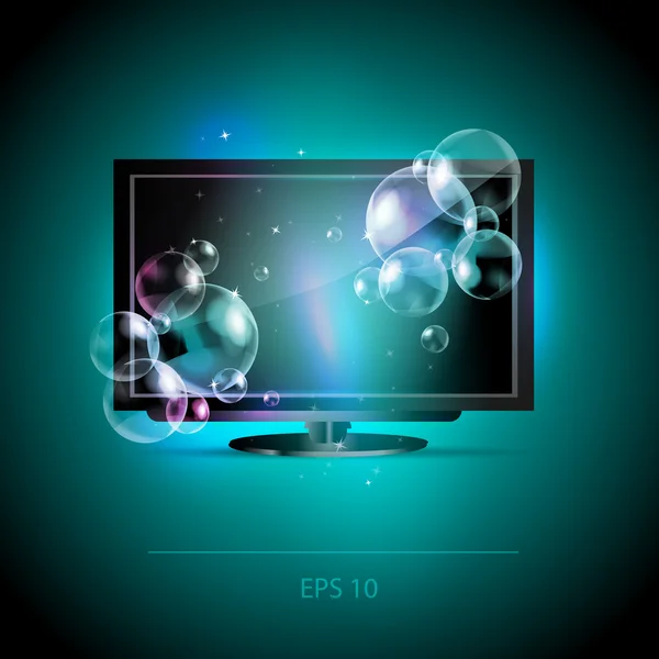 Vector Lcd Monitor Met Bubbels — Stockvector