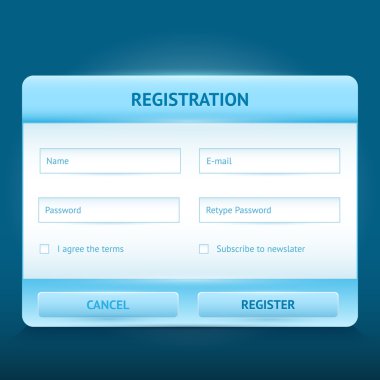 Login and register glossy web forms clipart