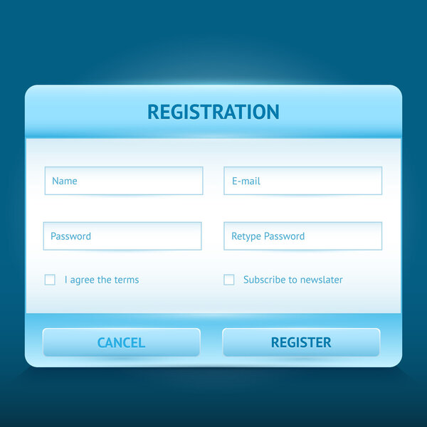 Login and register glossy web forms