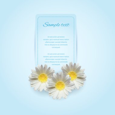 Invitation card on the blue background with camomile clipart