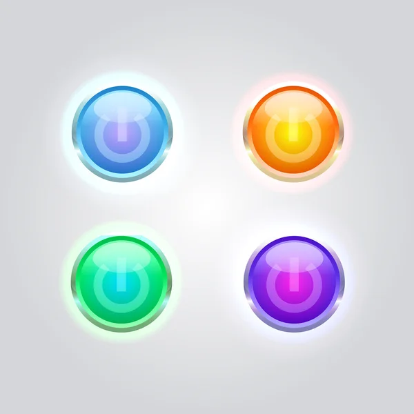 Vector Set Glossy Power Buttons — Stock Vector