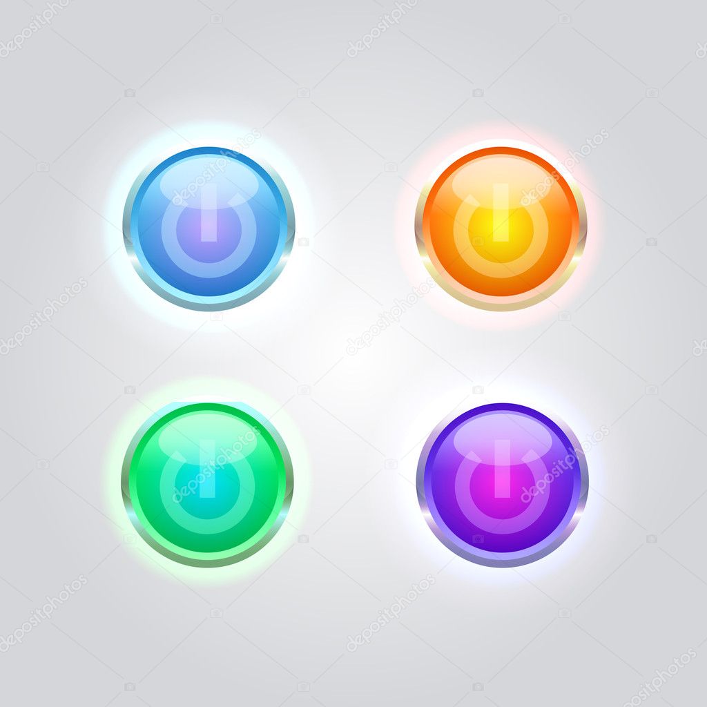 Vector set of glossy power buttons.