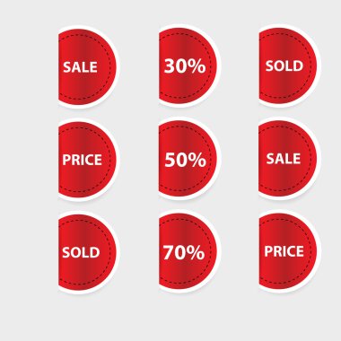 Set of red discount labels. Vector. clipart