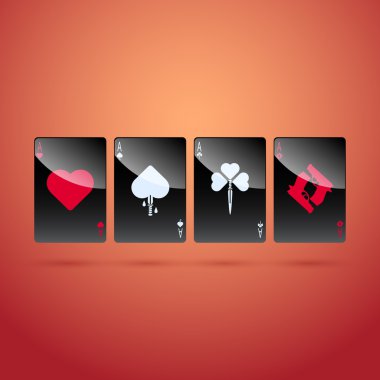 Glass poker aces. Vector illustration. clipart