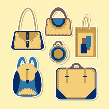 Cartoon woman's bag. Vector set clipart