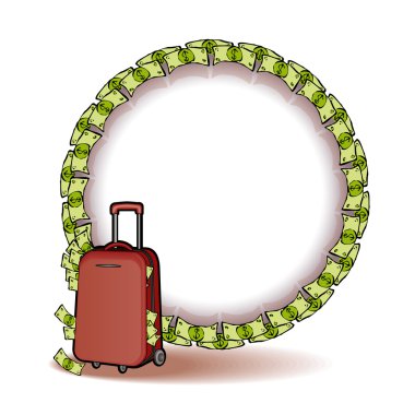 Vector suitcase with money. clipart