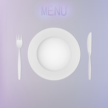 Empty dinner plate, knife and fork set clipart