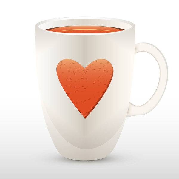 Cup of tea with heart. Vector illustration.