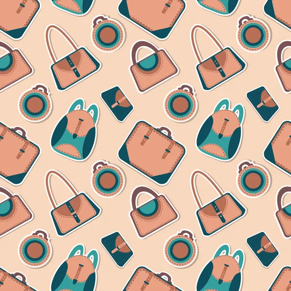 Bolso Mujer Dibujos Animados Bolsas Moda Vectorial Patrón Sin Costura — Archivo Imágenes Vectoriales