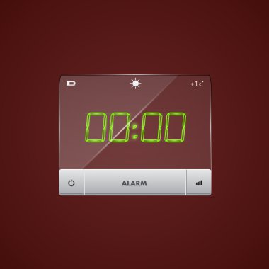 Digital alarm clock. Vector clipart