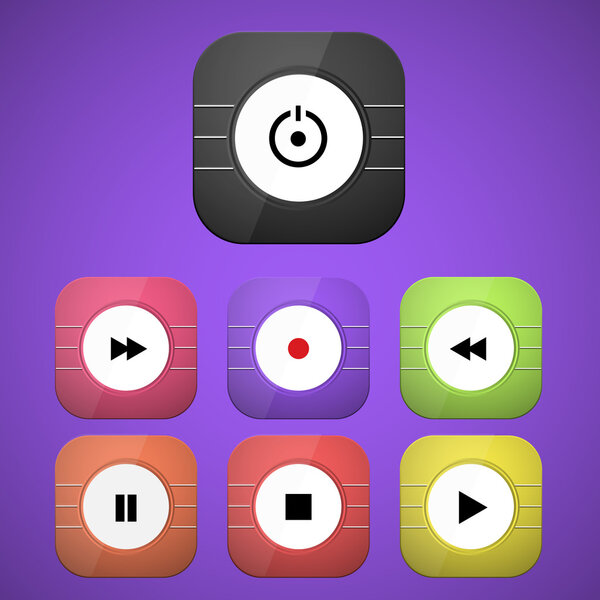 Vector media player buttons