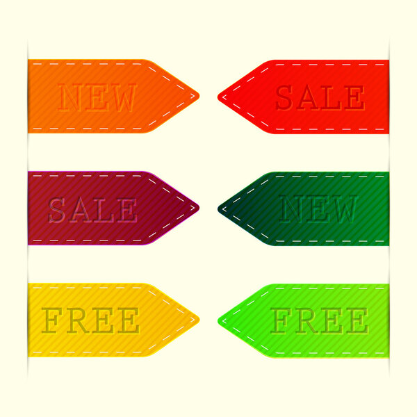 Set of labels - sale, new, free