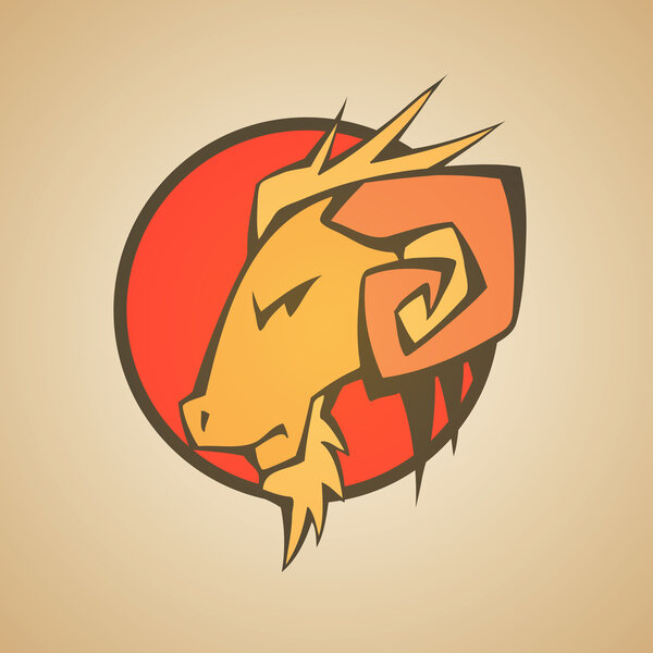 Ram Graphic Mascot Head with Horns. Vector Illustration