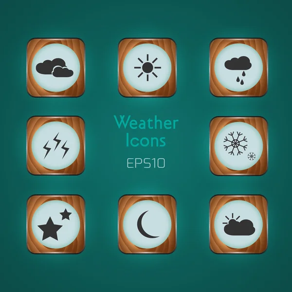 Vetor Ícones Meteorológicos Fundo Verde Gráficos De Vetores