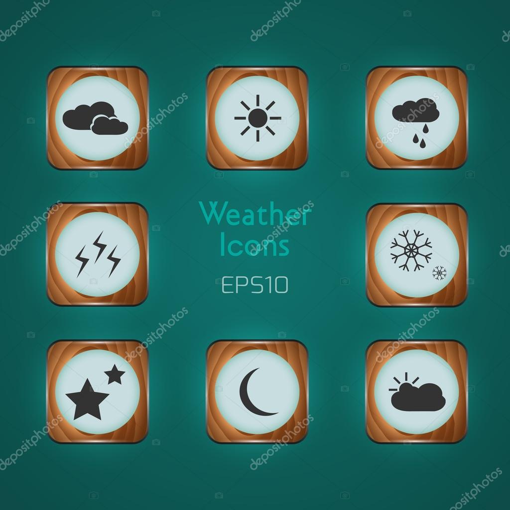 Vector Weather icons on green background